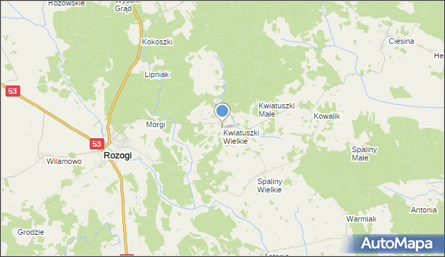 mapa Kwiatuszki Wielkie, Kwiatuszki Wielkie na mapie Targeo